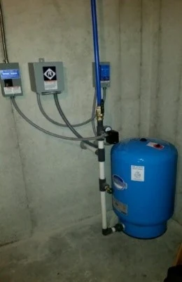 Diagram of a conventional water well system running between 40 and 60 psi